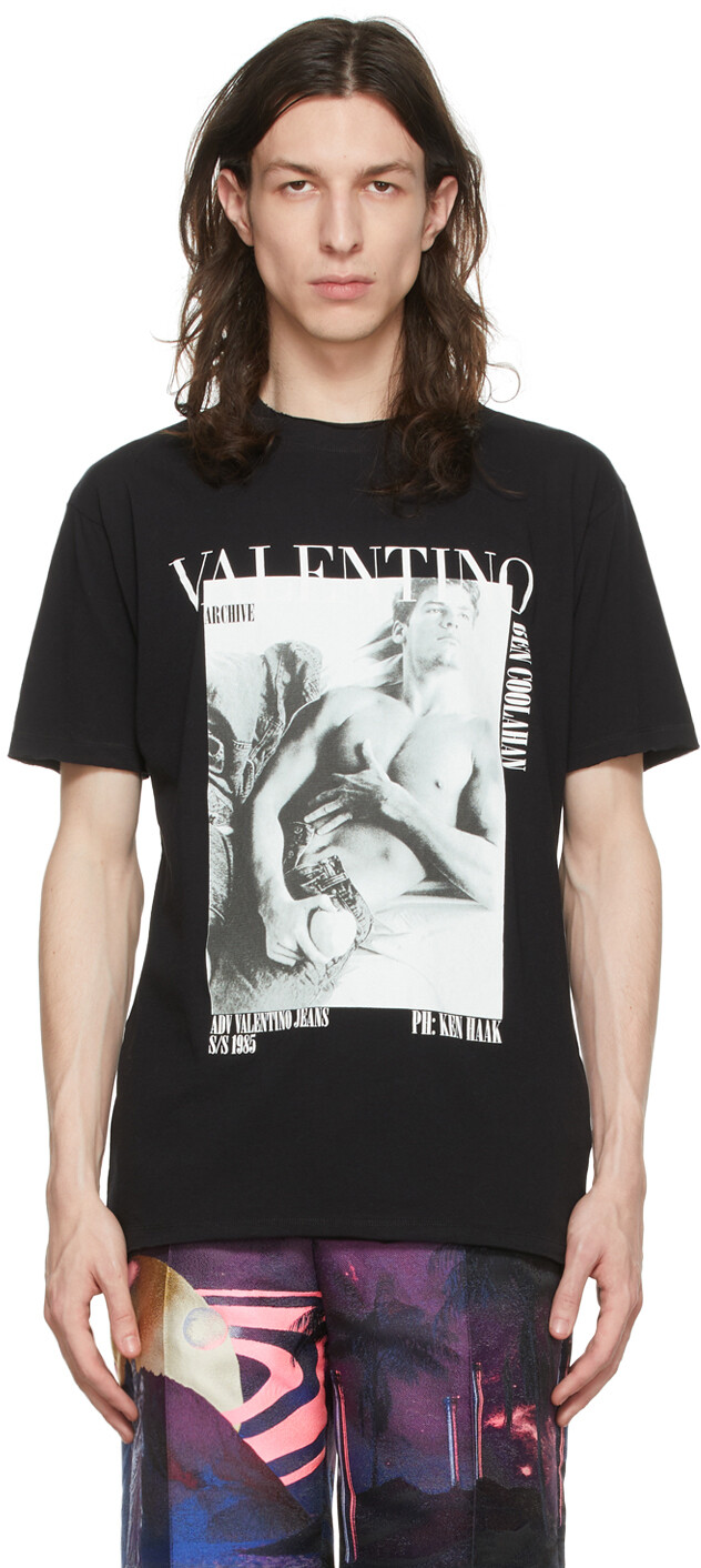 

Черная хлопковая футболка Valentino, Черный