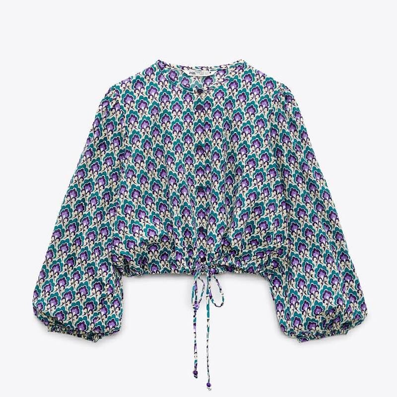 

Блузка Zara Cotton, синий