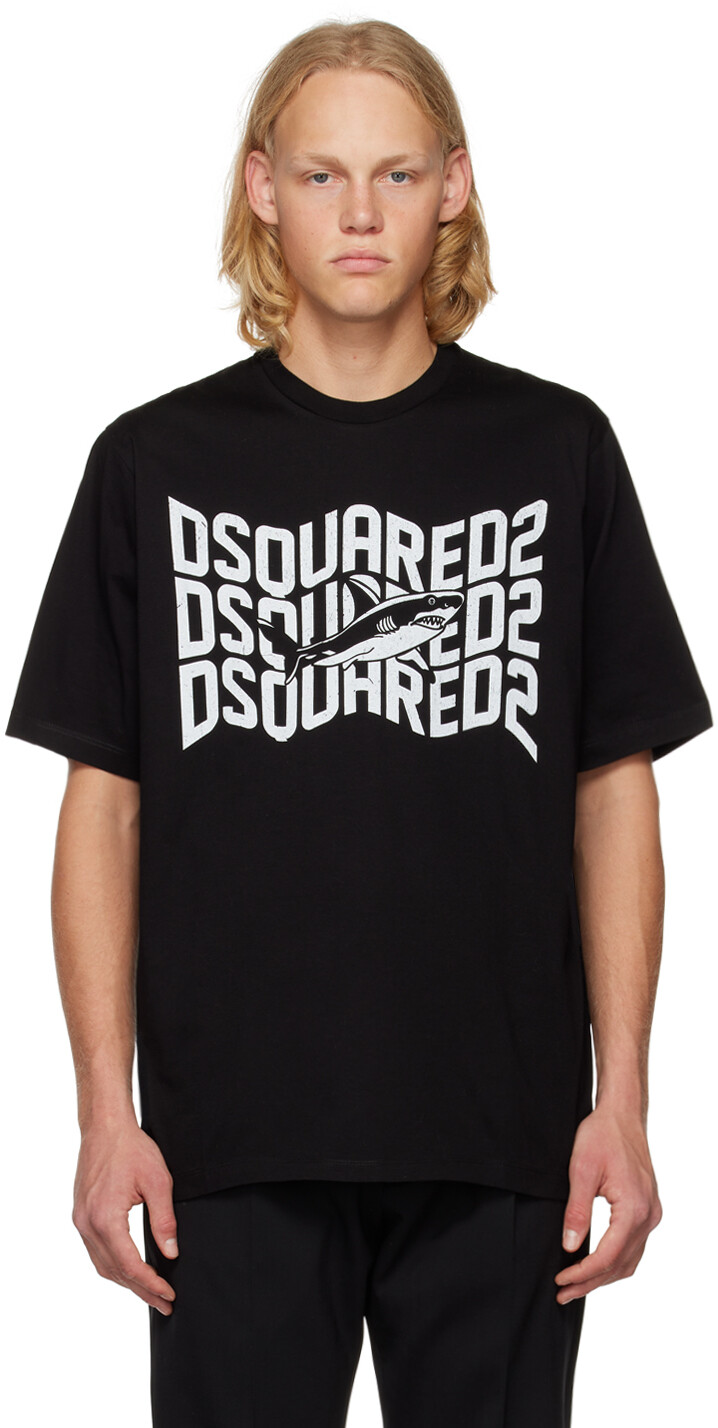 

Черная футболка с напуском Shark Dsquared2, Черный