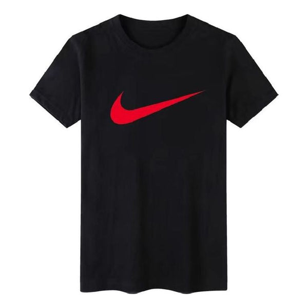 Футболка Men's Nike Solid Color Large Logo Printing Round Neck Short Sleeve Black T-Shirt, мультиколор
