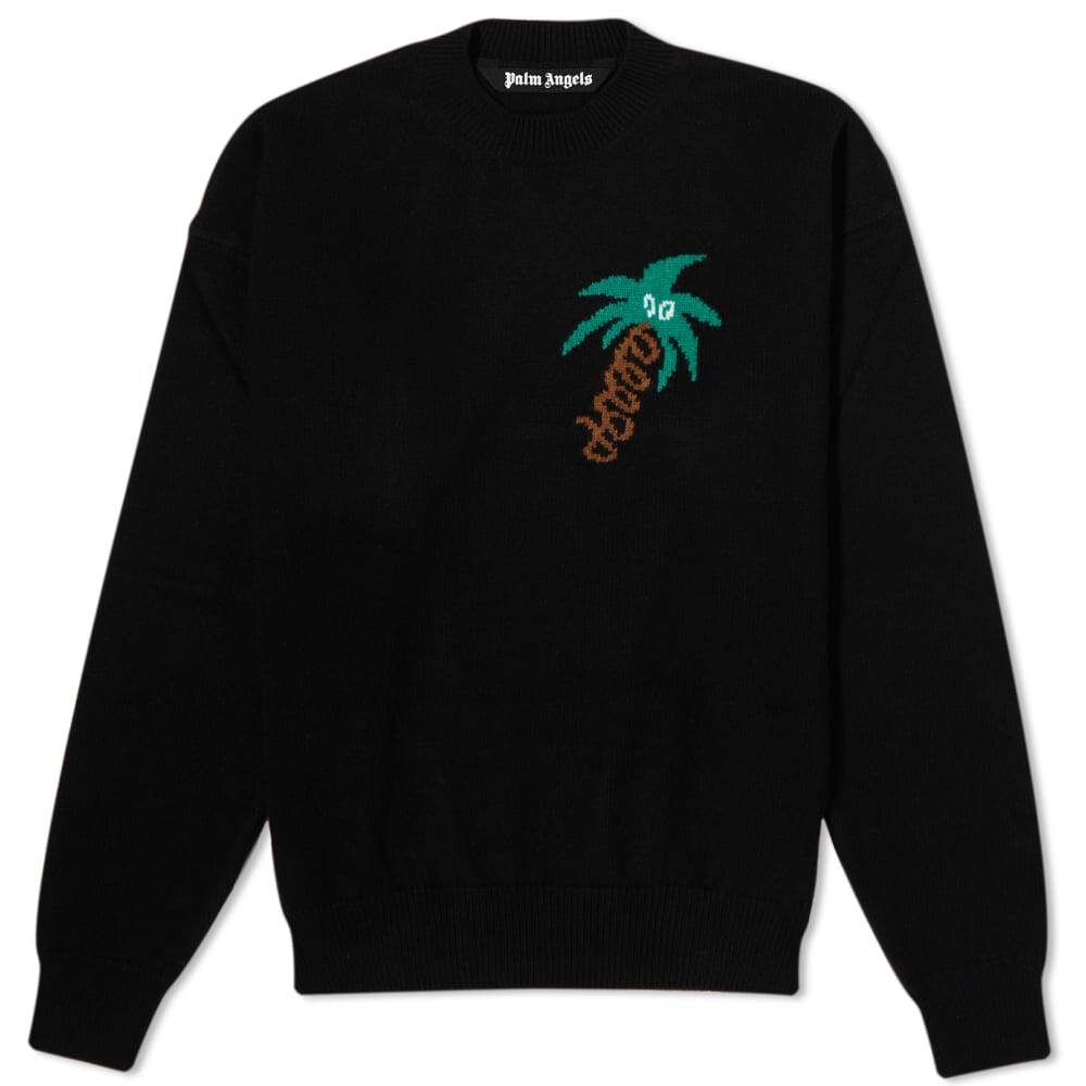 

Вязаный круг в технике интарсии Palm Angels, черный