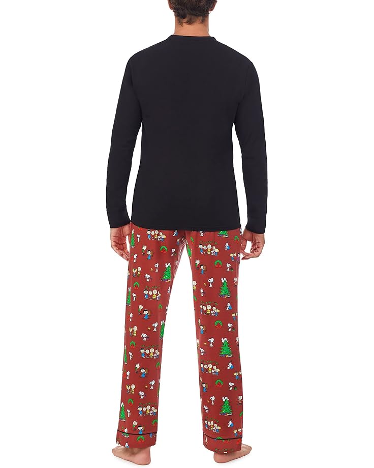 Пижамный комплект Bedhead PJs Long Sleeve Henley PJ Set, цвет Peanuts Holiday Party
