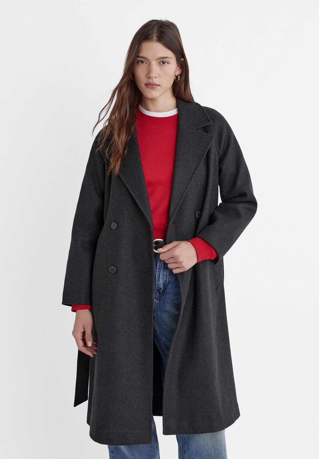 

Тренч Long Soft-Touch Stradivarius, цвет dark grey