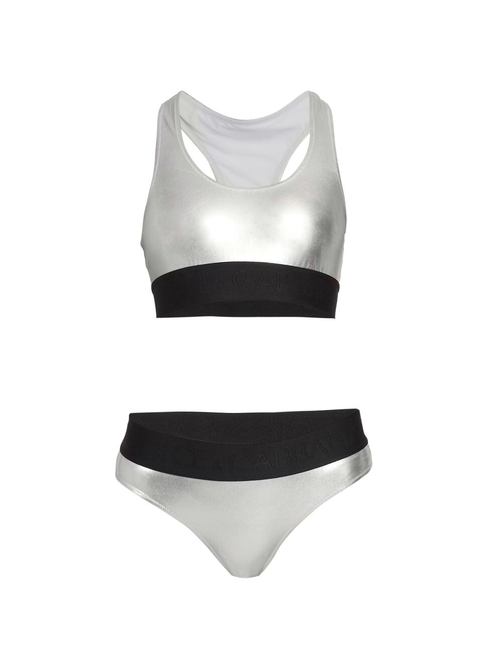 

Комплект из двух частей бикини с эффектом металлик Racerback DOLCE&GABBANA, Серый