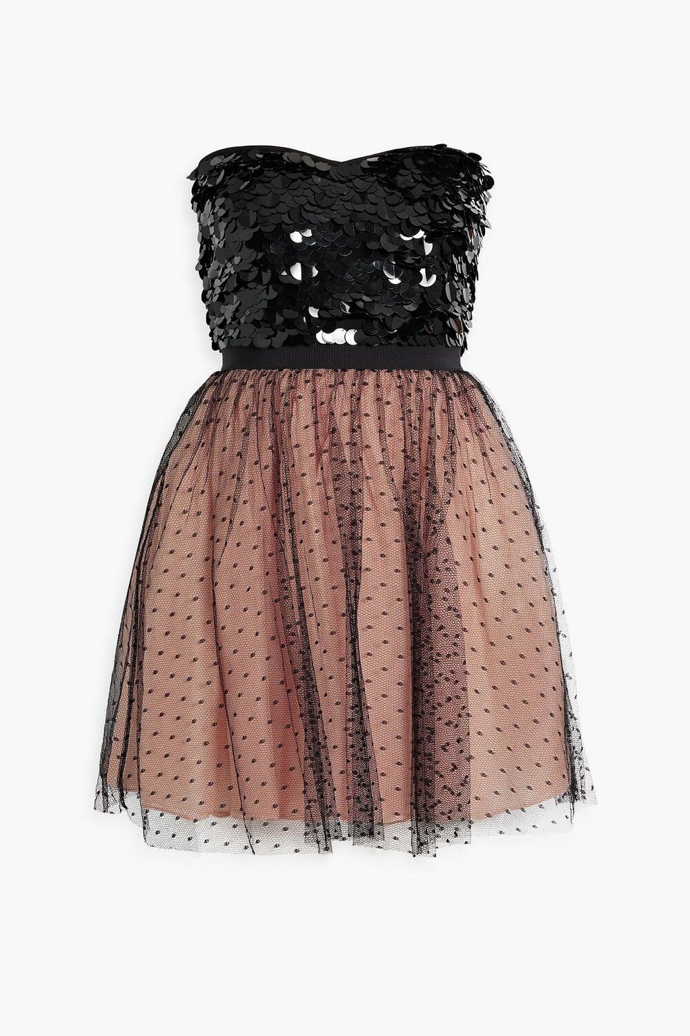 

Платье мини без бретелек с декором в стиле "пуэн-деспри" REDVALENTINO, черный