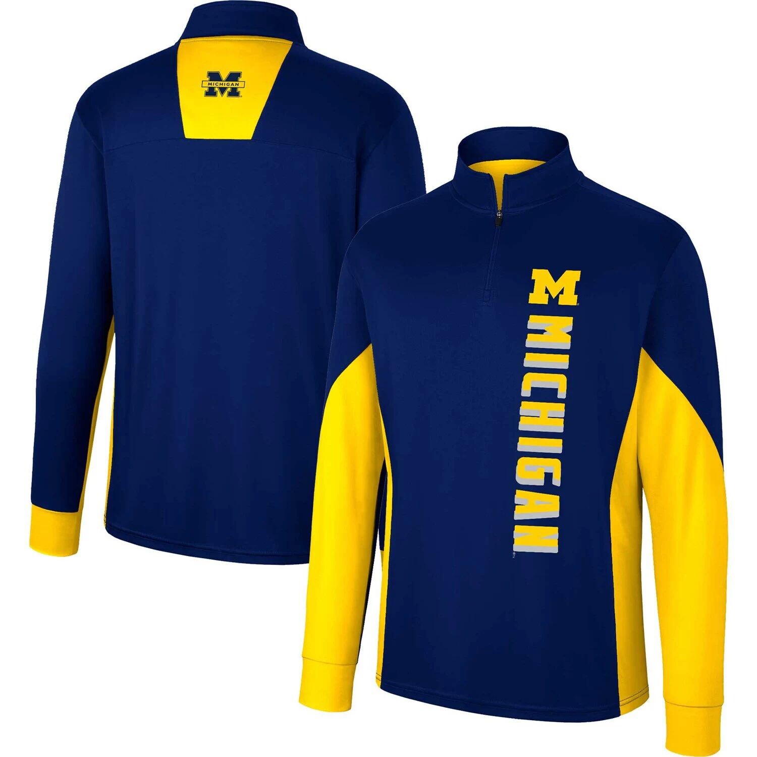 

Мужская темно-синяя ветровка с молнией четверти Michigan Wolverines Bart Colosseum, Синий