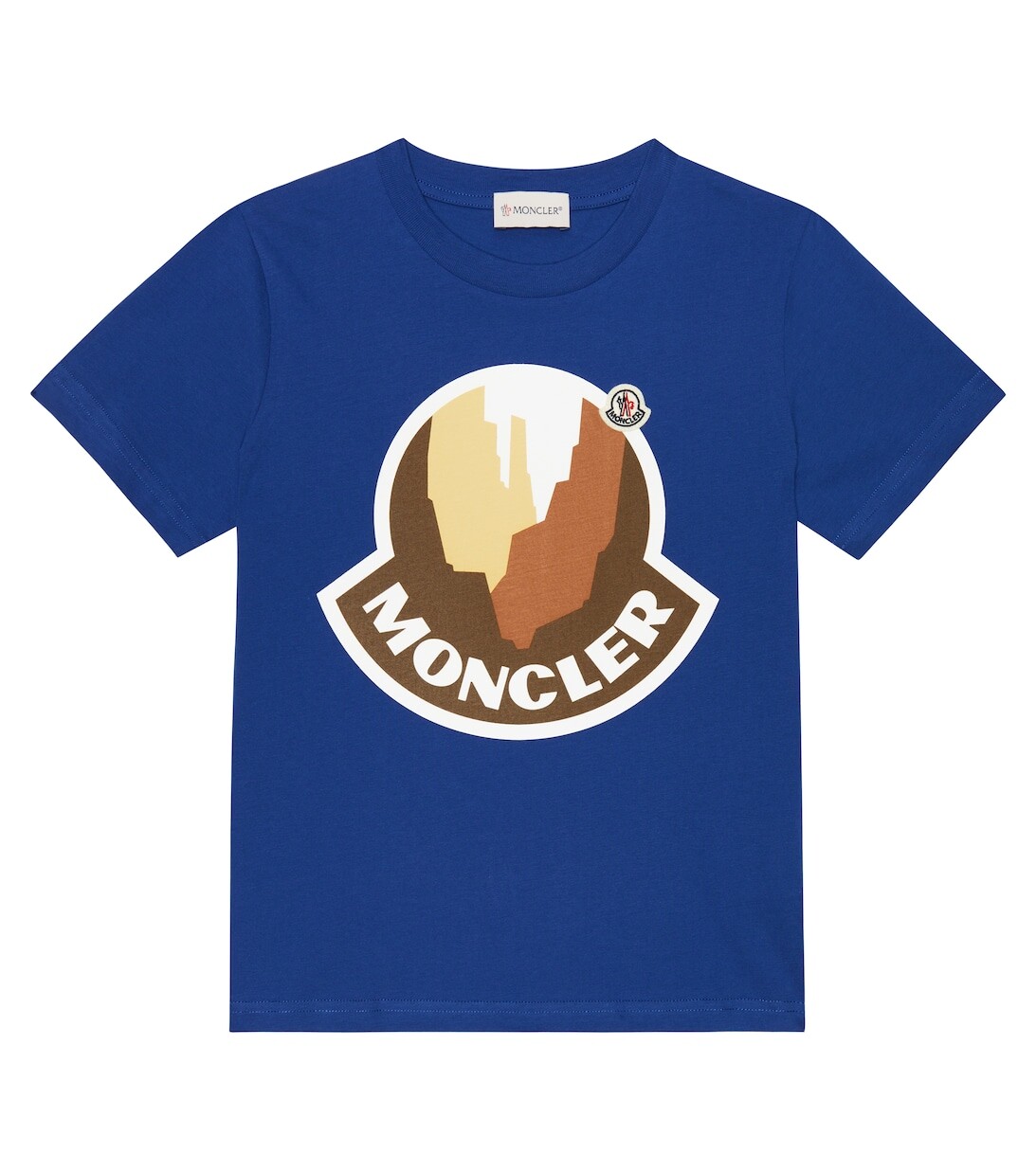 

Футболка из хлопкового джерси с принтом Moncler Enfant, синий