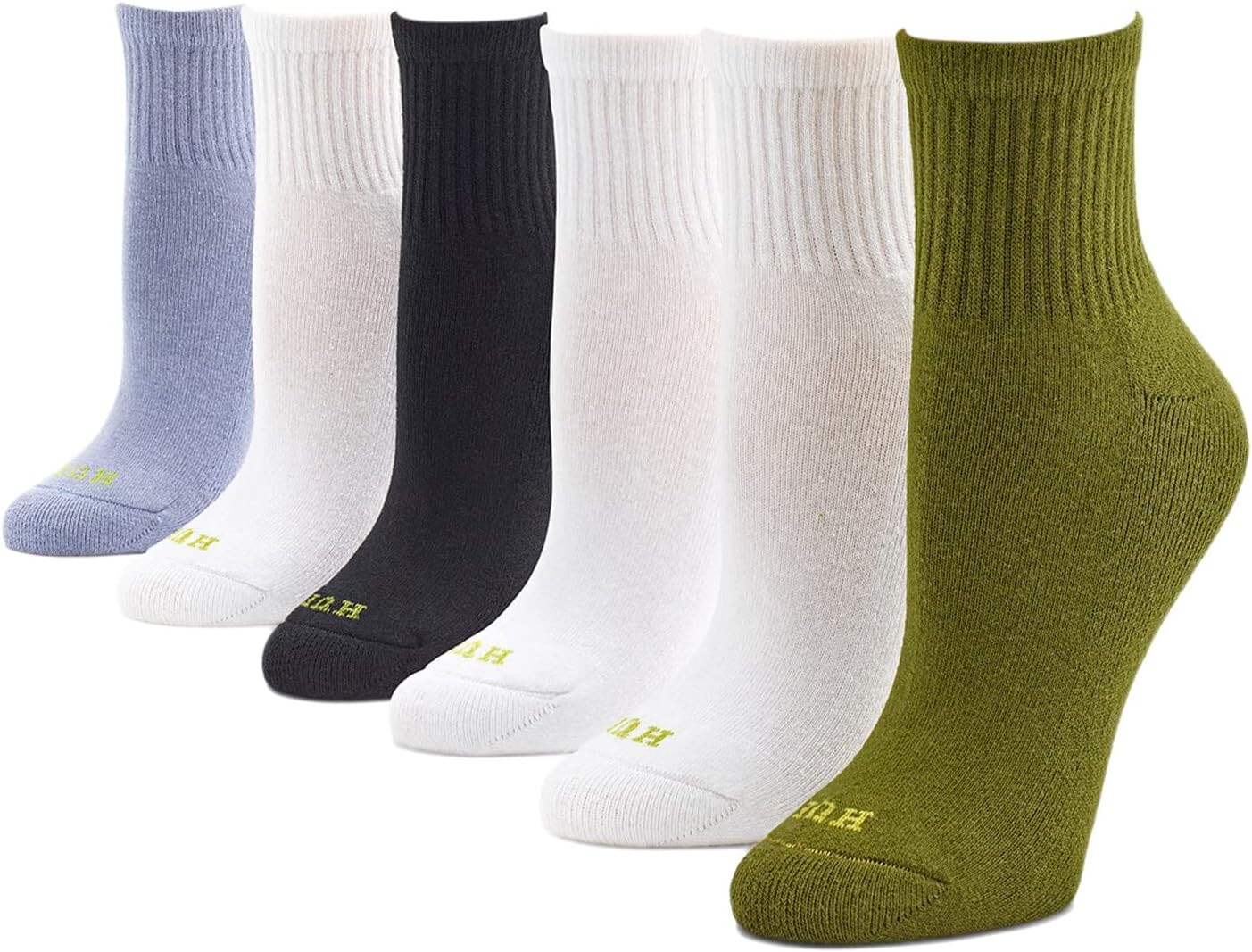 

Набор Mini Crew из 6 пар HUE, цвет Olive Pack