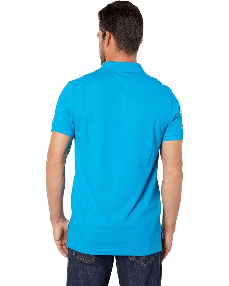 

Поло U.S. POLO ASSN. Slim Fit Big Horse Polo with Stripe Collar, цвет Teal Blue
