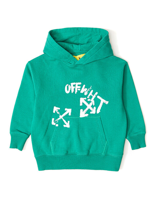 

Зеленая толстовка с капюшоном для мальчика Off-White