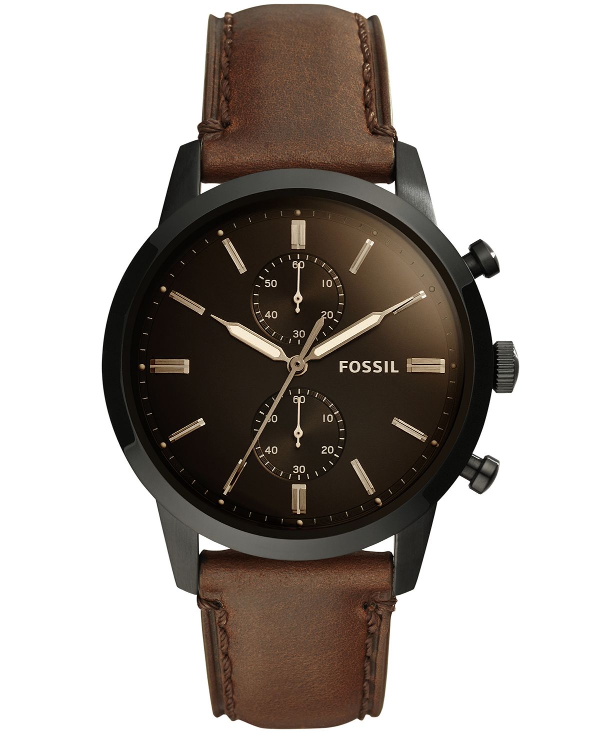 Мужские часы Townsman с хронографом на коричневом кожаном ремешке, 44 мм Fossil