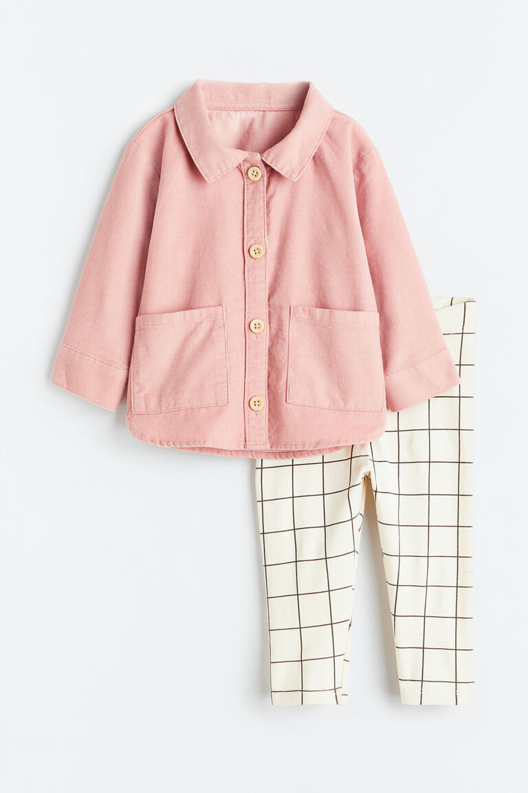 Комплект из 2-х рубашек и леггинсов H&M, розовый комплект из 2х блузки и леггинсов h