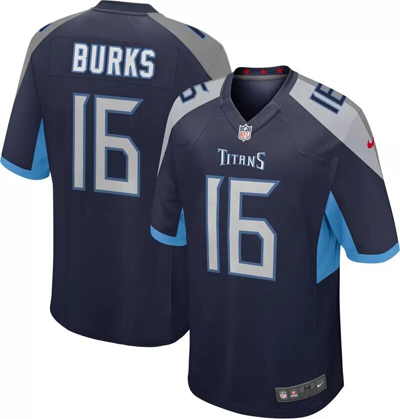 

Мужская темно-синяя игровая майка Nike Tennessee Titans Treylon Burks #16
