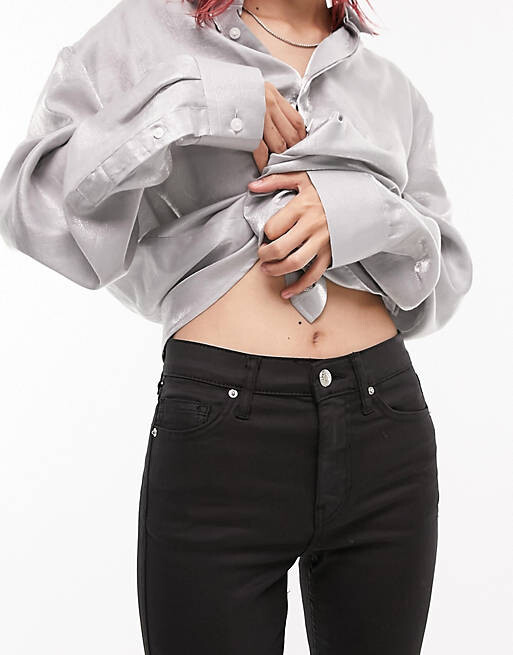 

Черные джинсы с покрытием Topshop Petite Jamie