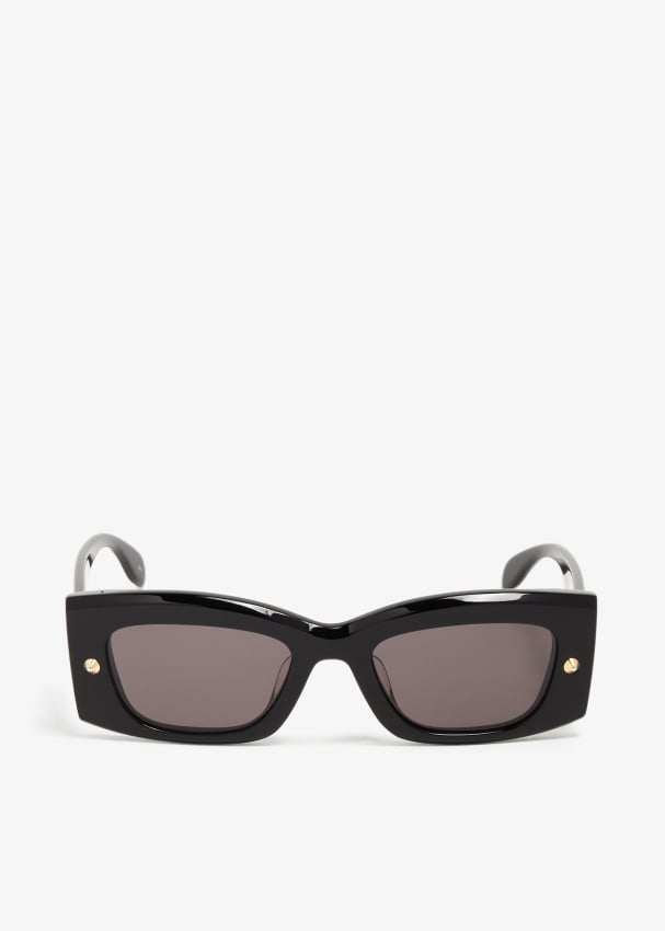 Солнцезащитные очки Alexander Mcqueen Spike Studs Rectangular, черный