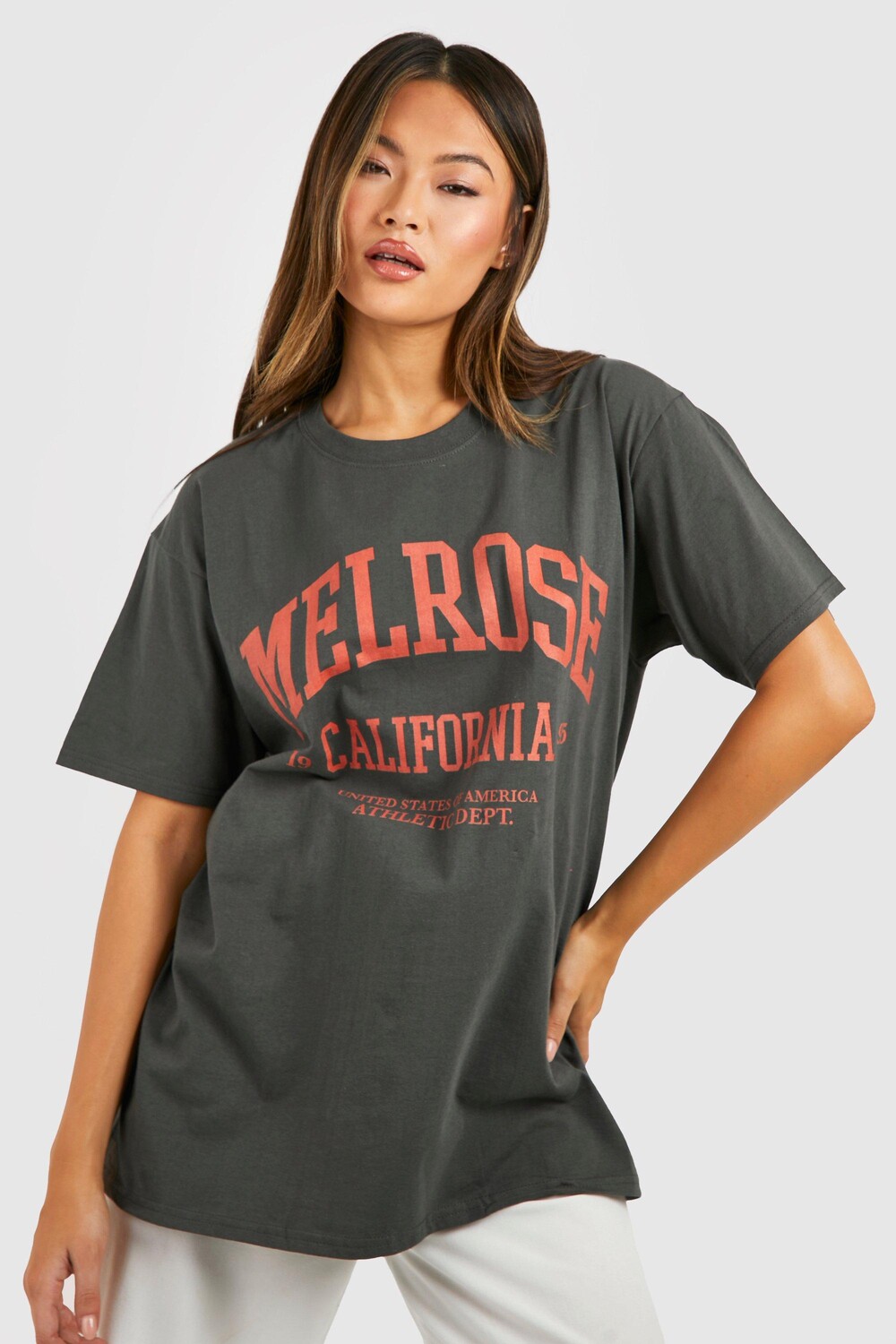 

Футболка оверсайз с принтом Melrose boohoo, серый