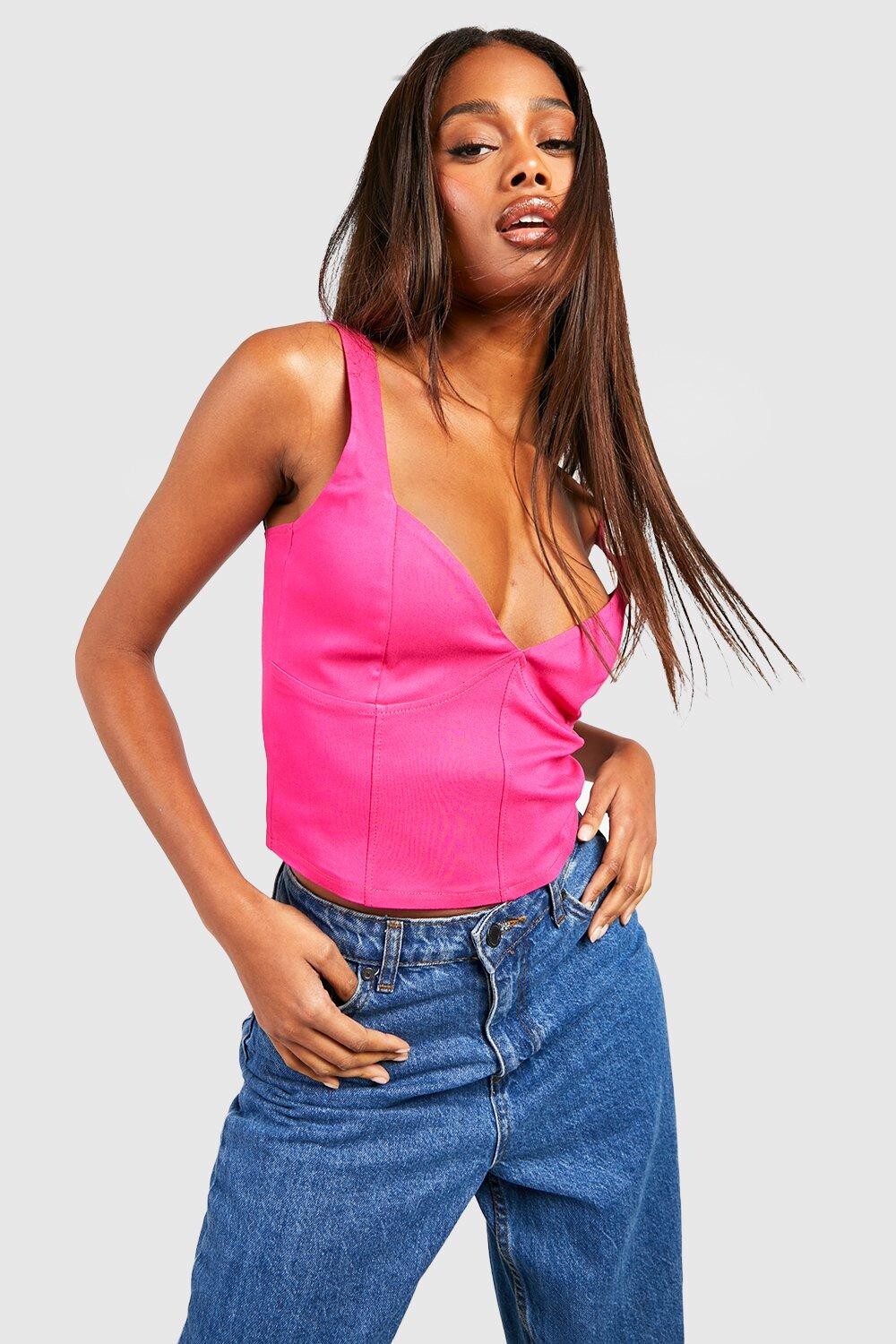 

Бенгалийский корсетный топ с светлым вырезом Boohoo, розовый