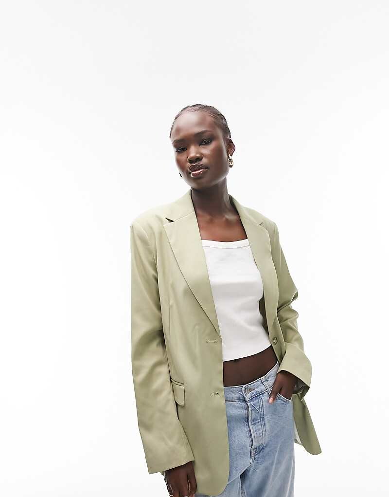 

Topshop Tall – смирительная куртка шалфейного цвета в тон