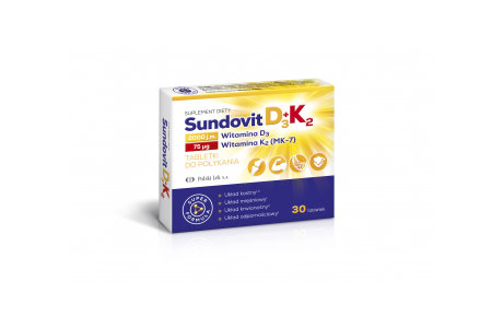 цена Сундовит D3+K2, пищевая добавка, 30 таблеток Polski Lek