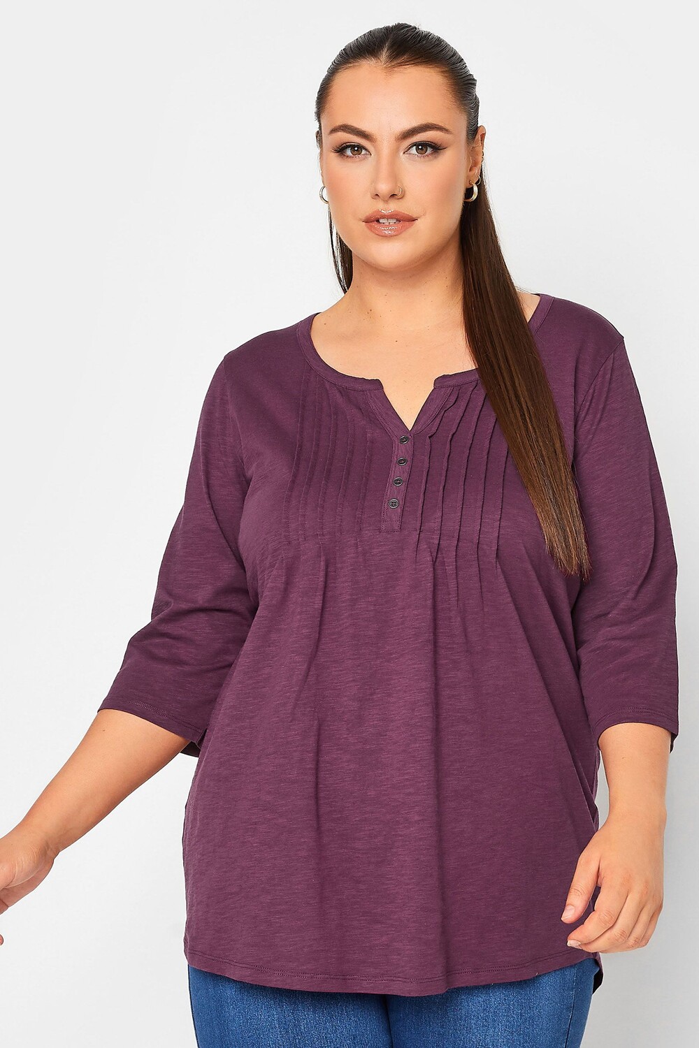 

Топ Henley со складками Yours, фиолетовый