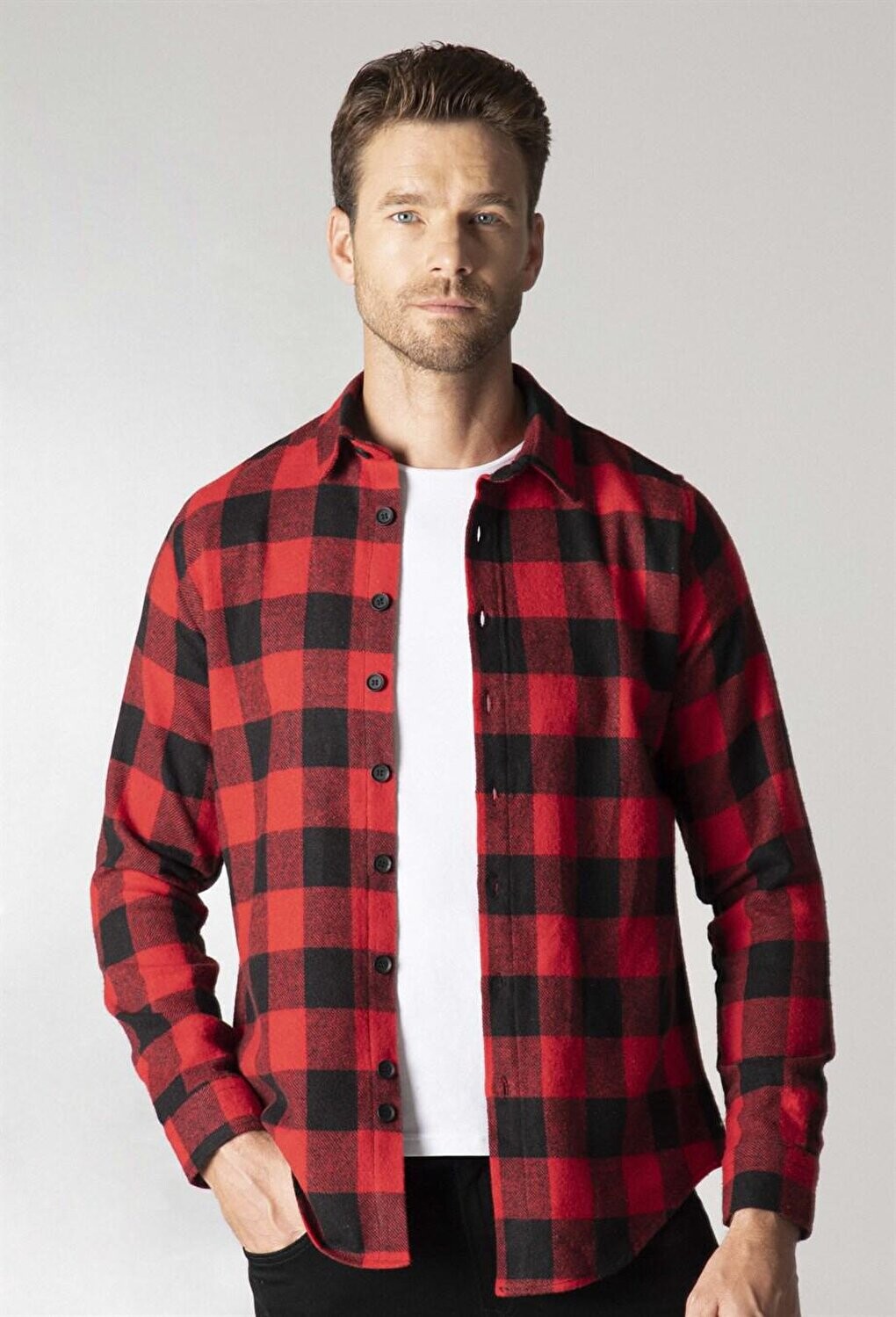 

Мужская красная рубашка в клетку Slim Fit Winter Lumberjack TUDORS