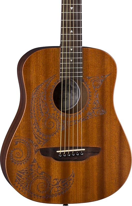 Акустическая гитара Luna Safari Tattoo Acoustic Travel Guitar, Natural w/ Gig Bag