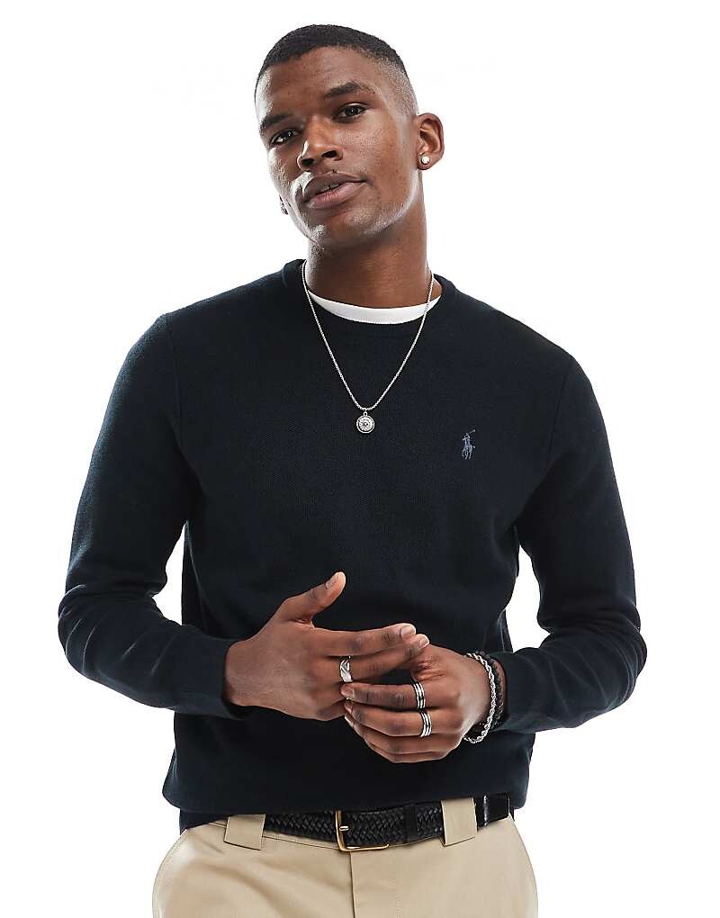 

Polo Ralph Lauren – черный хлопковый вязаный свитер с логотипом