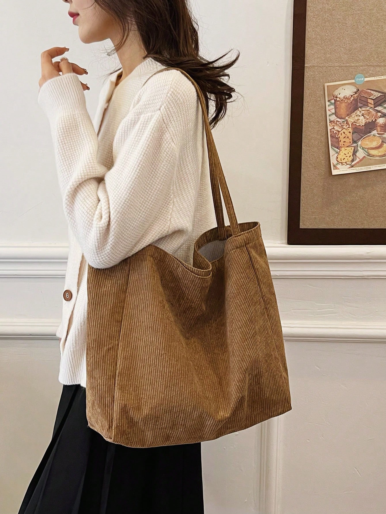 цена Легкая деловая повседневная минималистичная сумка-шопер для девочек-подростков, коричневый