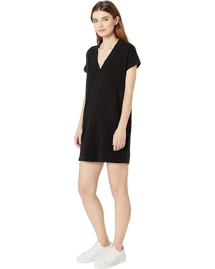 

Платье bobi Los Angeles Short Sleeve Dolman V-Neck Dress in Slub Jersey, черный