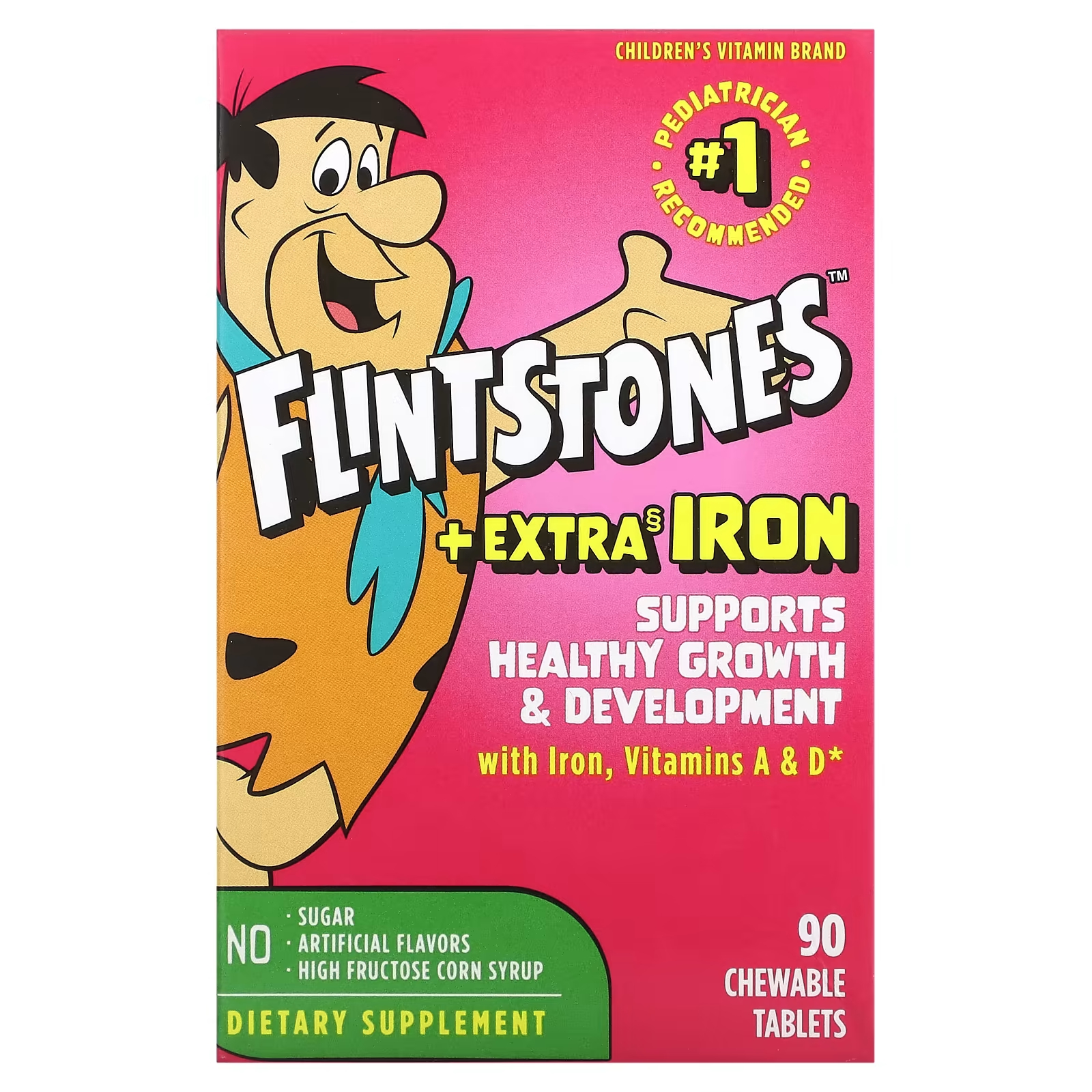 Мультивитамины Flintstones для детей с дополнительным содержанием железа, 90 жевательных таблеток
