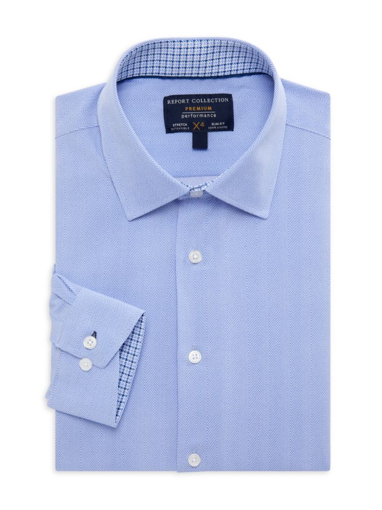 Классическая рубашка узкого кроя Report Collection, синий цена и фото