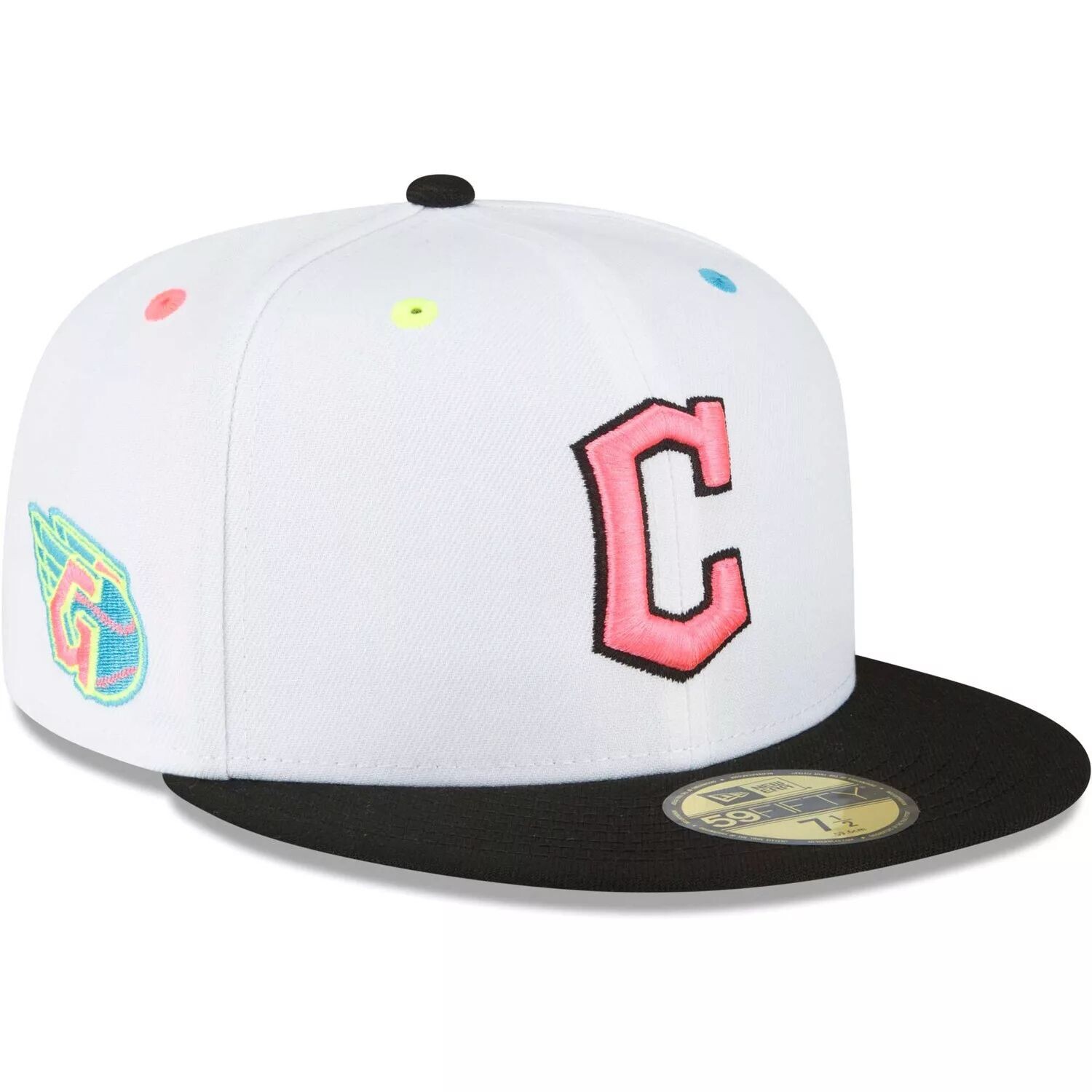 

Мужская облегающая шляпа New Era White Cleveland Guardians Neon Eye 59FIFTY