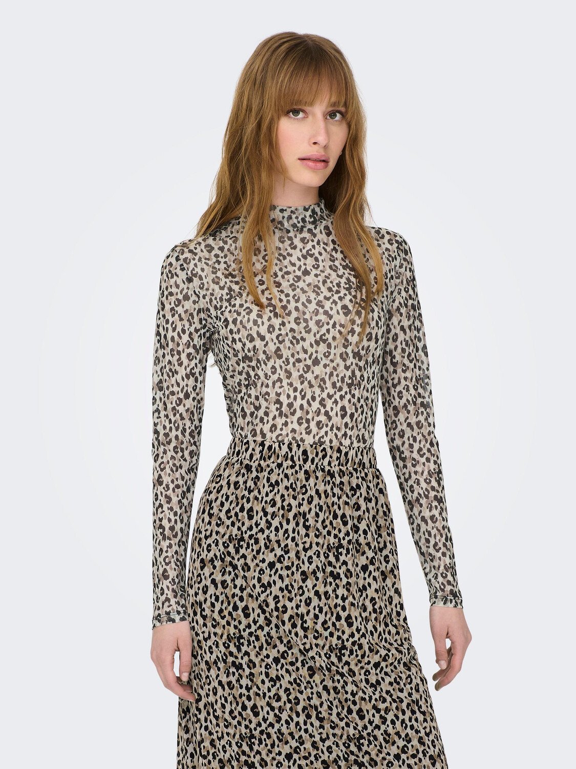 

Футболка JACQUELINE de YONG Langarm Mesh Transparentes Top Animal Print JDYELSA, коричневый