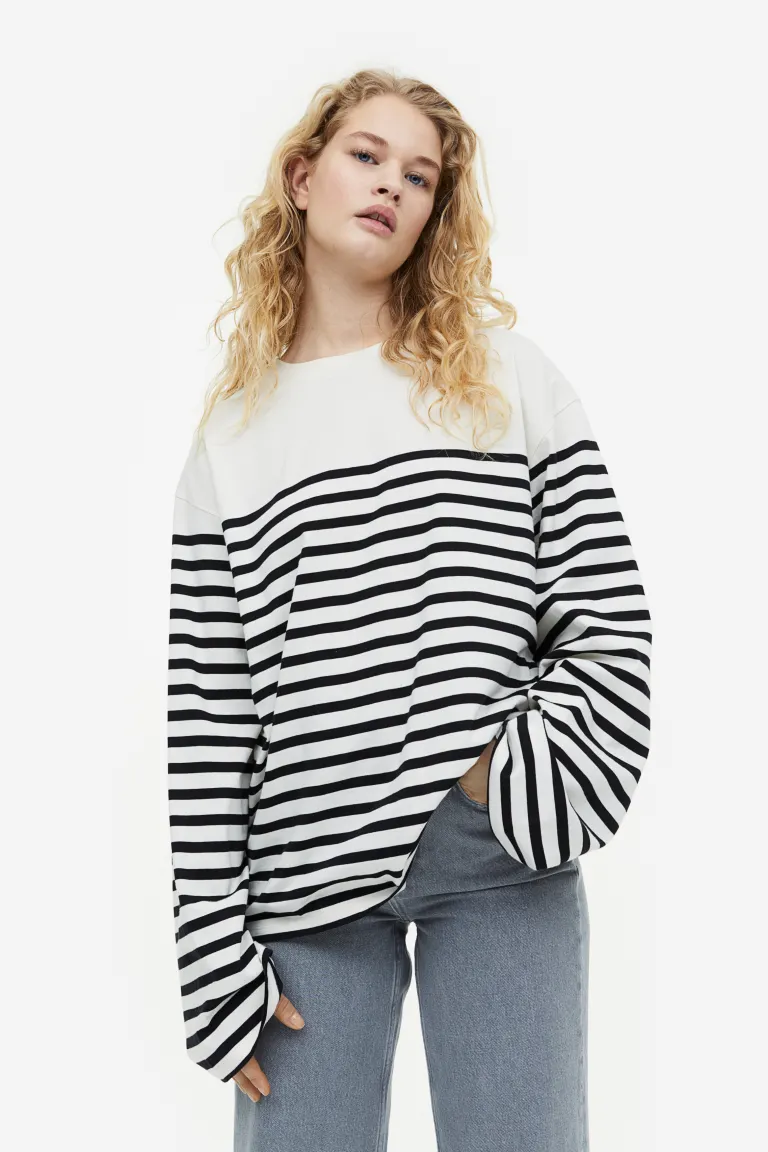 

Блузка из джерси с длинными рукавами H&M, черный
