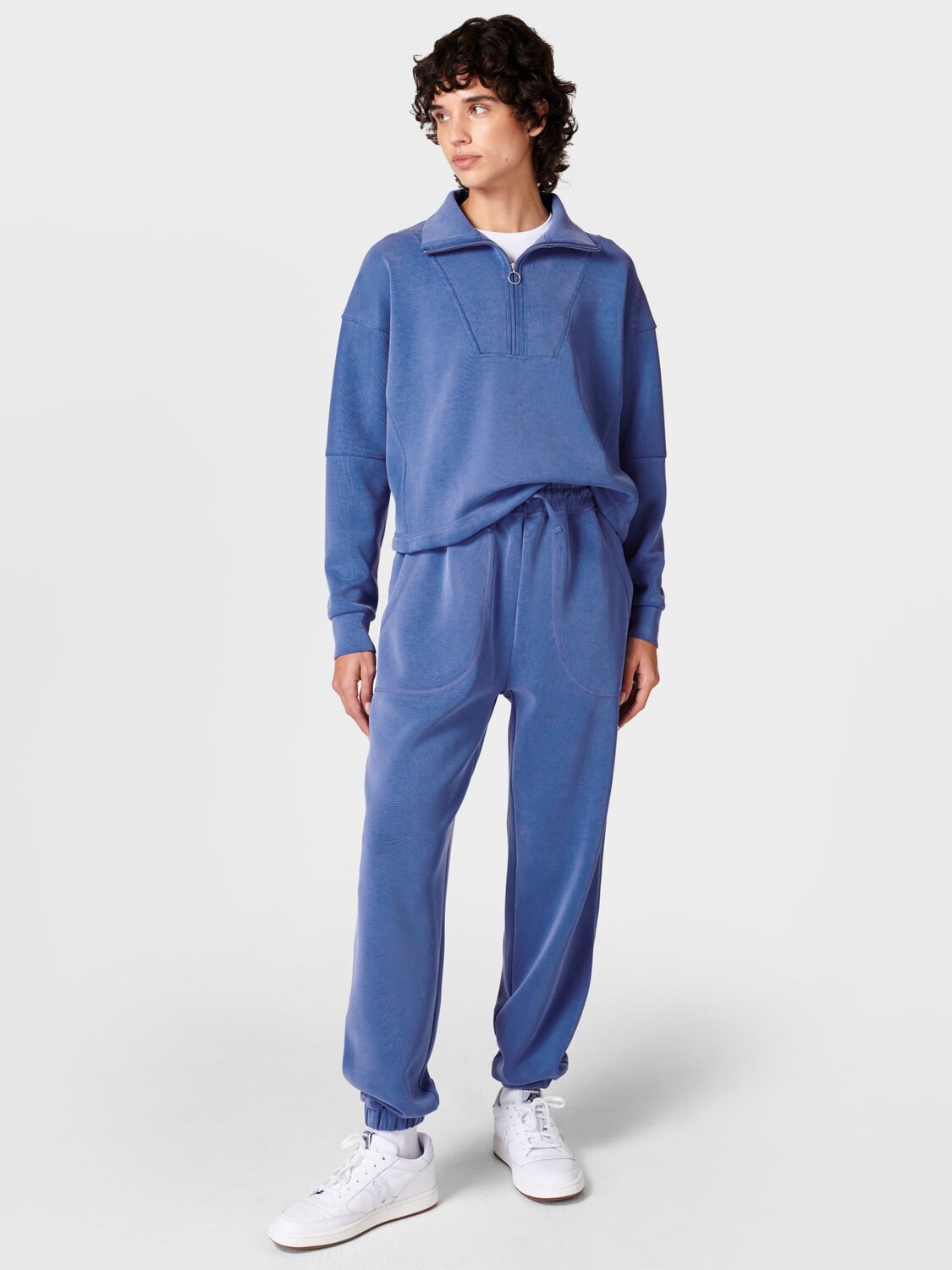 

Джемпер с полумолнией и воротником-воронкой Sweaty Betty, синий