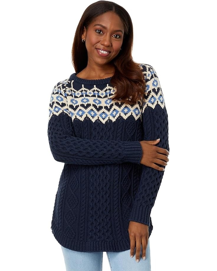 Свитер L.L.Bean Signature Cotton Fisherman Tunic, цвет Navy Fair Isle