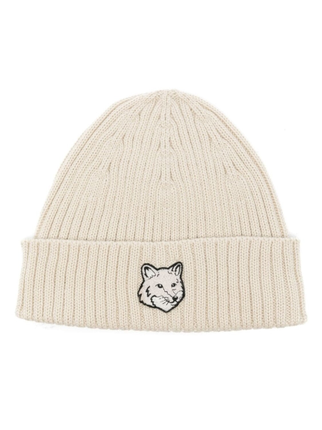 

Maison Kitsuné шапка бини Bold Fox Head в рубчик, нейтральный цвет