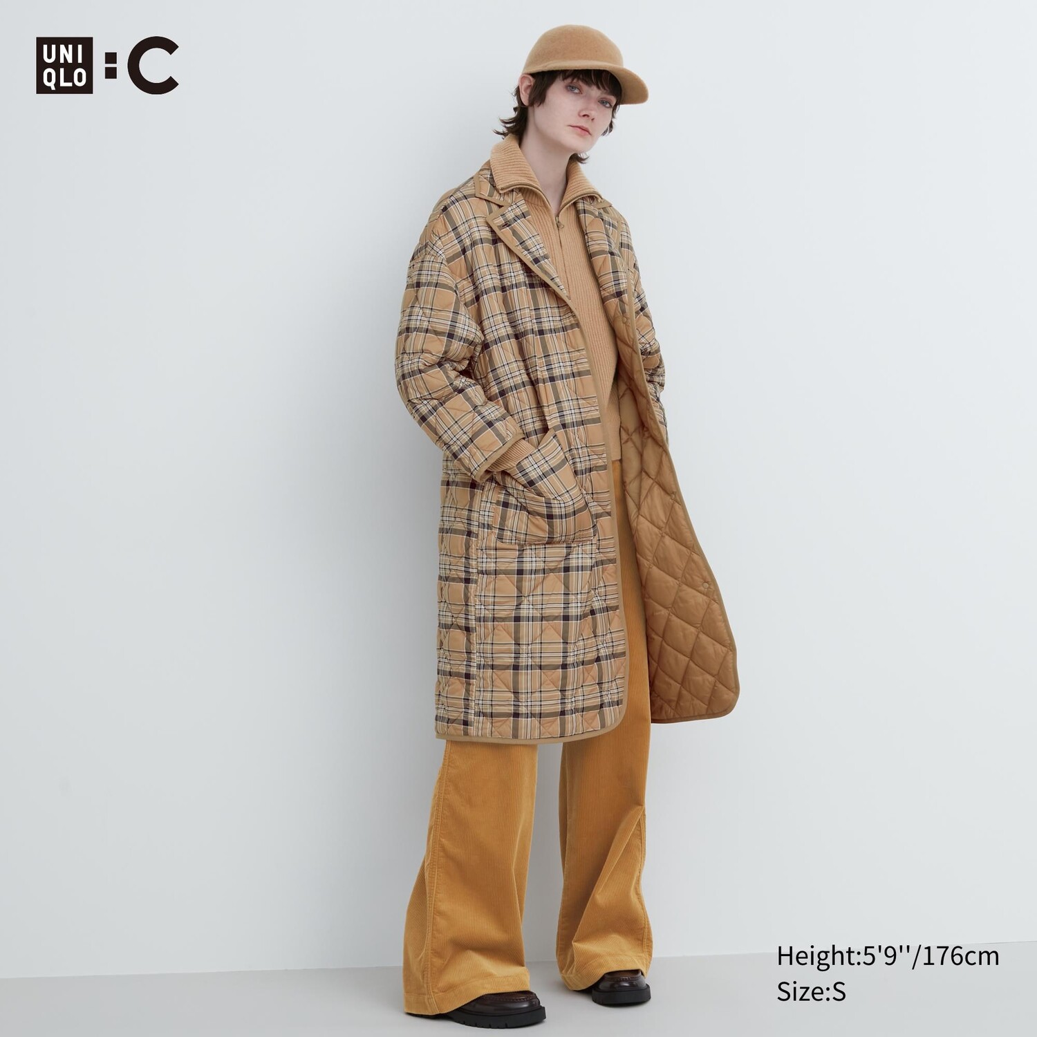 

Теплое пальто оверсайз UNIQLO, бежевый