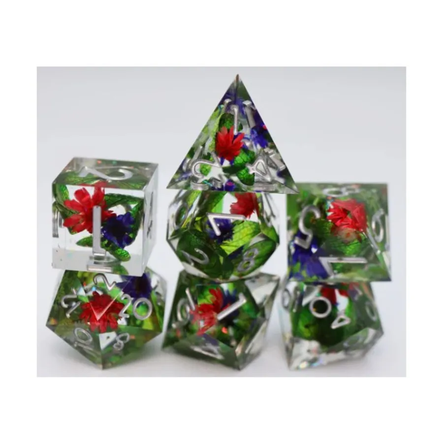 

Набор Sharp Edge Resin Poly — гармоничные бутоны с серебром (7), Dice Sets - Sharp Edge & Assorted (Foam Brain Games)