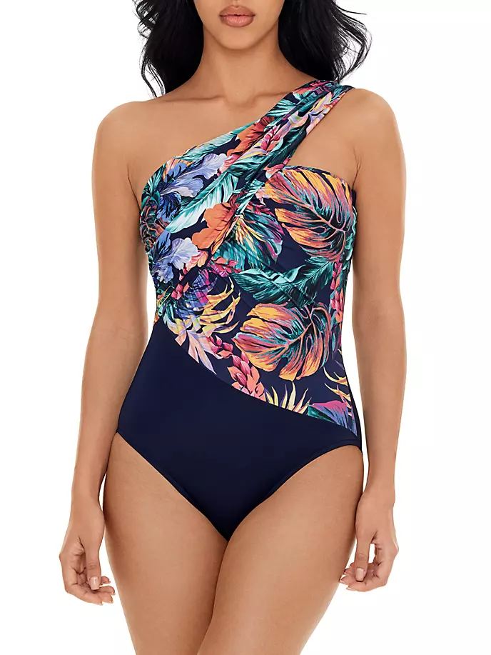 Сплошной купальник Belize Goddess Palm Magicsuit Swim, Plus Size, синий re paчехол накладка artcolor для nokia 1 plus с принтом темно синий мрамор