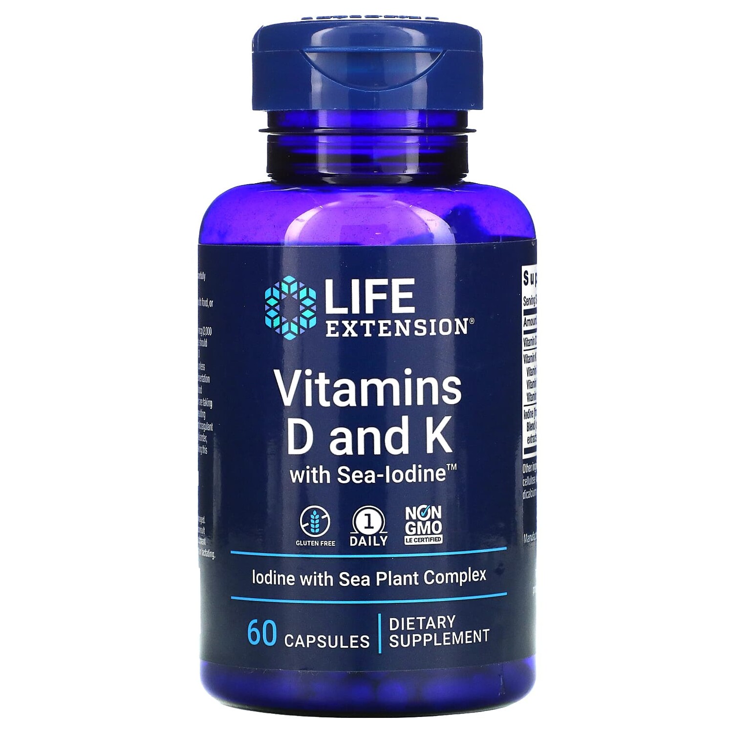 

Витамины D и К с йодом Sea-Iodine, 60 капсул, Life Extension