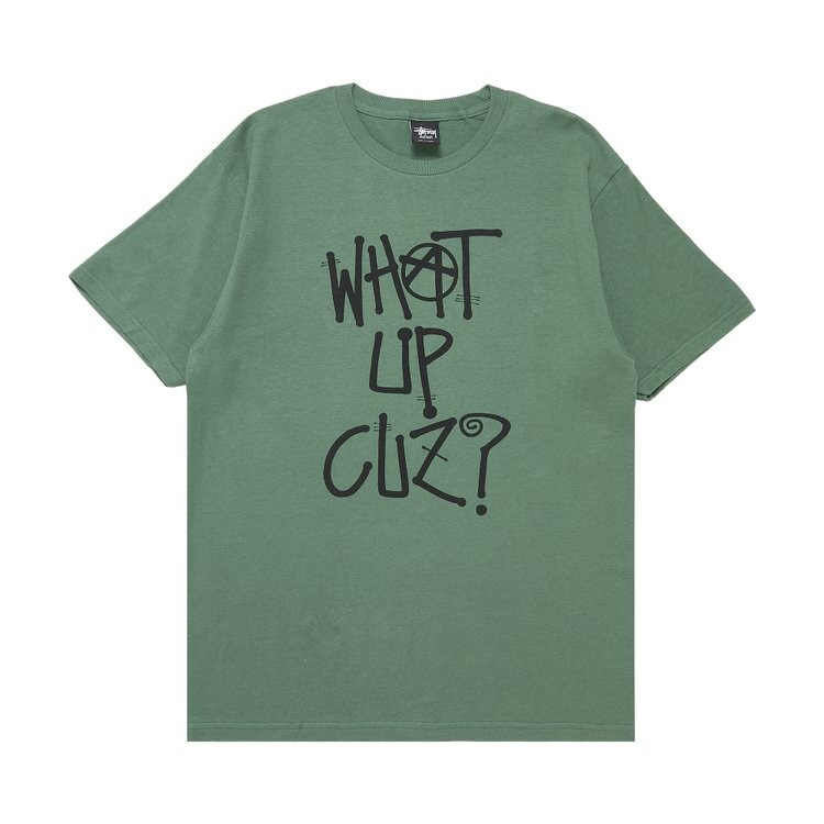 Футболка Stussy What Up Cuz? 'Dark Green', зеленый