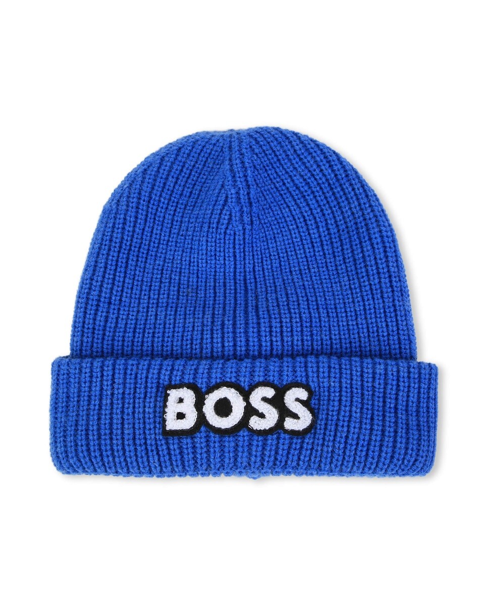 

Синяя двухслойная шапка для мальчика BOSS Kidswear, синий