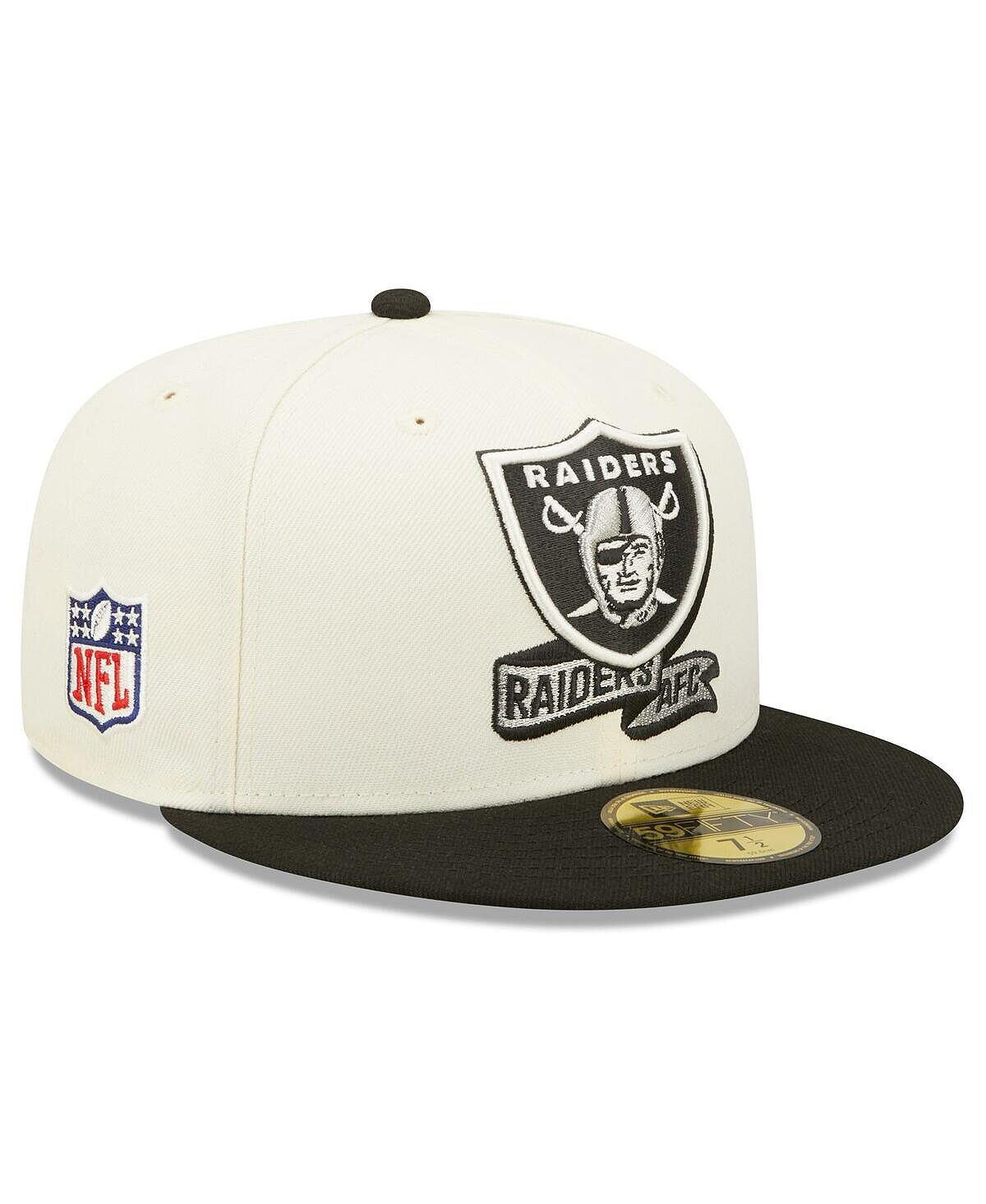 

Мужская кремовая, черная приталенная кепка Las Vegas Raiders 2022 Sideline 59FIFTY New Era