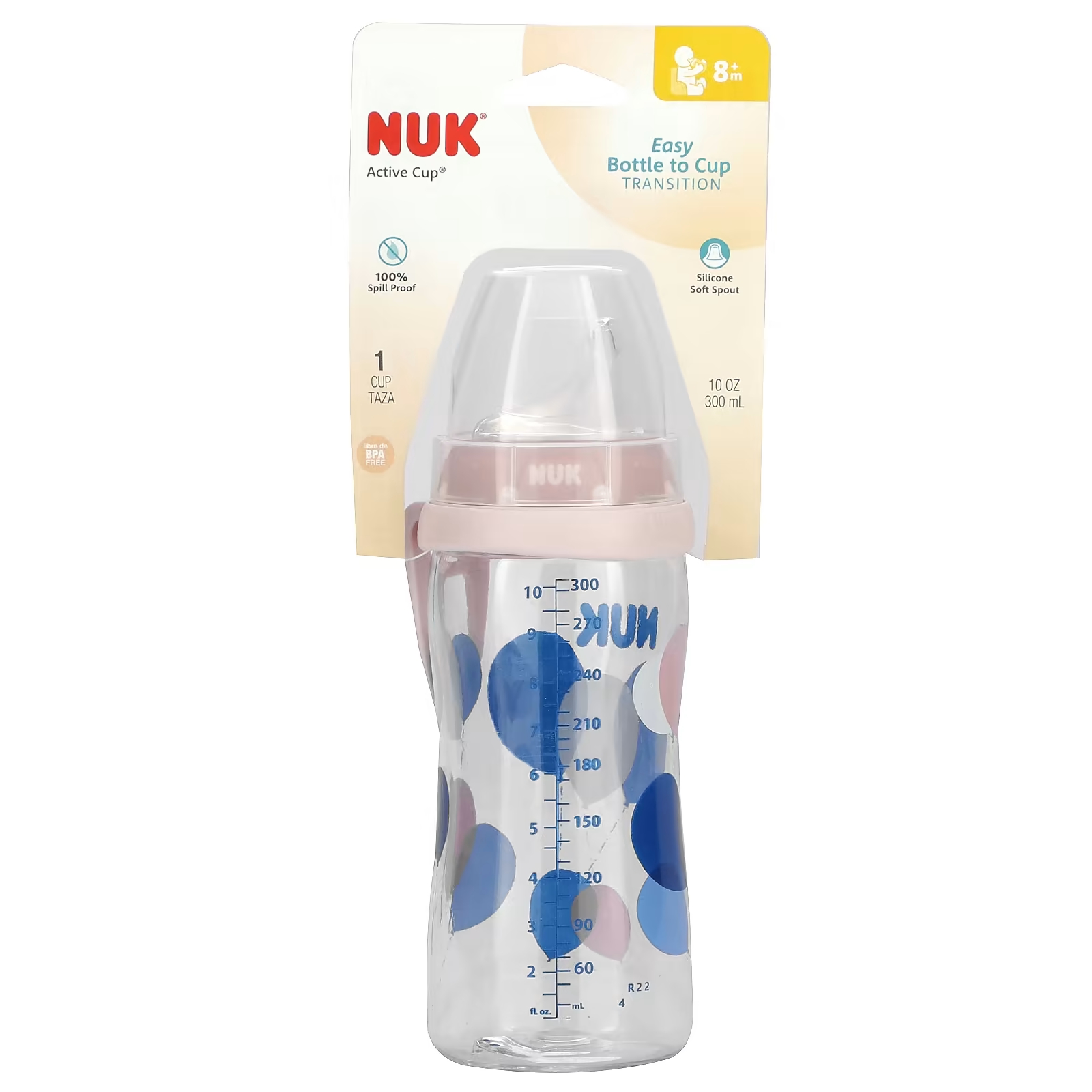 Бутылочка NUK Active Cup от 8 месяцев розовый, 300мл присоски nuk от 6 месяцев