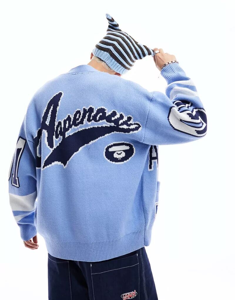 

Синий университетский кардиган AAPE by A Bathing Ape