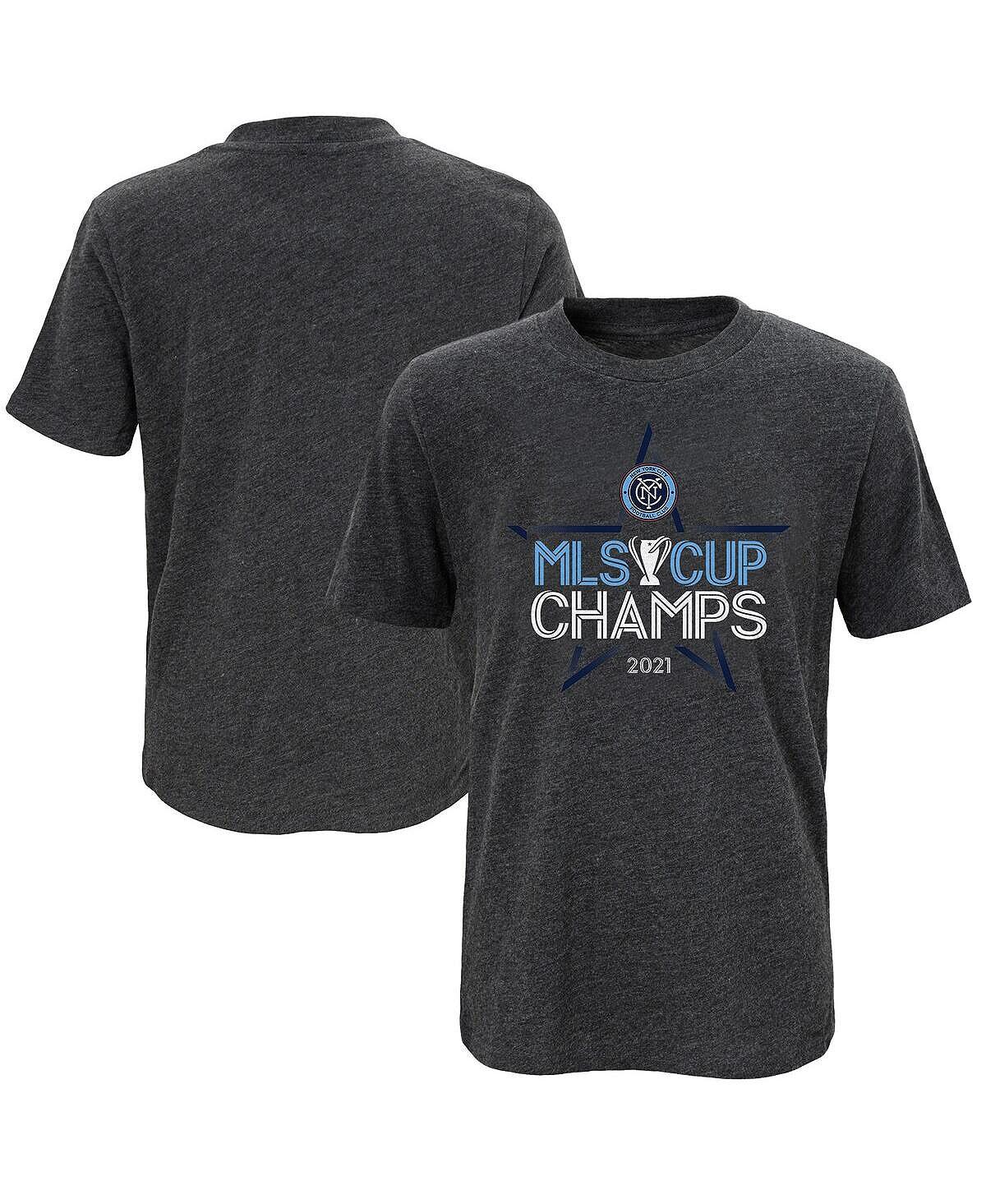 

Футболка Big Boys Charcoal New York City FC 2021 MLS Cup Champions в раздевалке Outerstuff