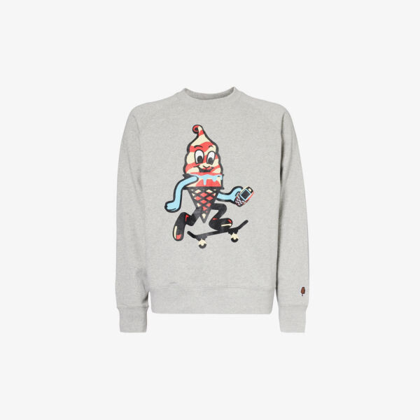 

Толстовка Skate Cone из хлопкового джерси с графическим принтом Icecream, серый