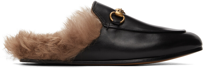 

Черные лоферы без шнуровки Horsebit Princetown Gucci, цвет Black