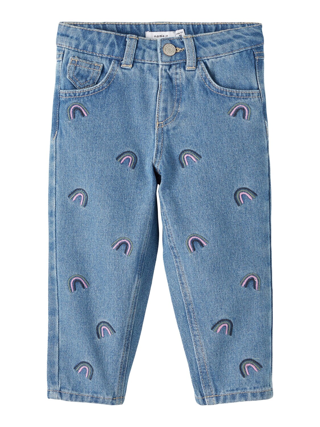 

Джинсы name it Mom mit Regenbogenstickerei, цвет medium blue denim